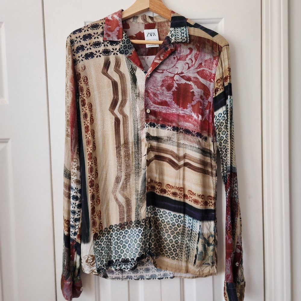 Zara Patchwork Design Button Down